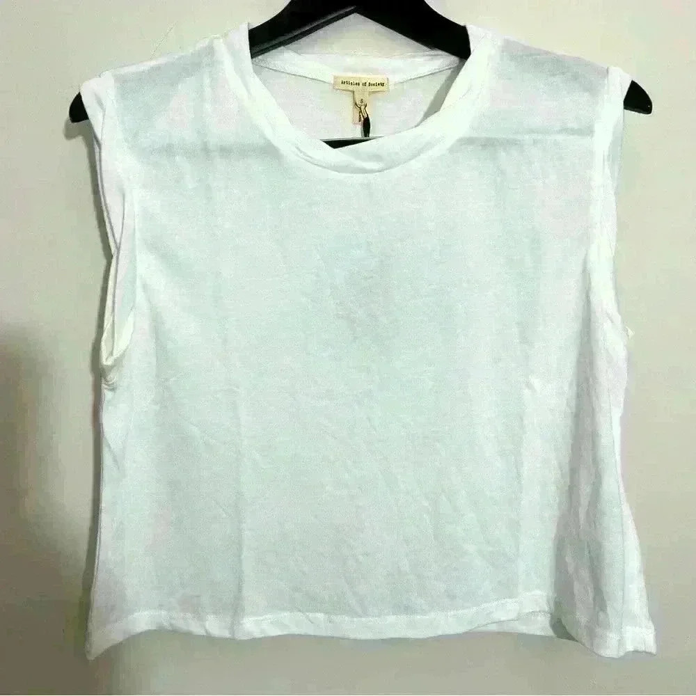 NWT Articles of Society Women's Top Button Down Tee White Short Sleeve Size S